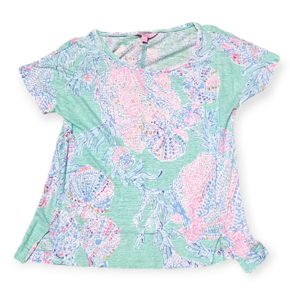 Lilly Pulitzer Mikela 100% Linen Short Sleeve T-shirt - Picture 2 of 9